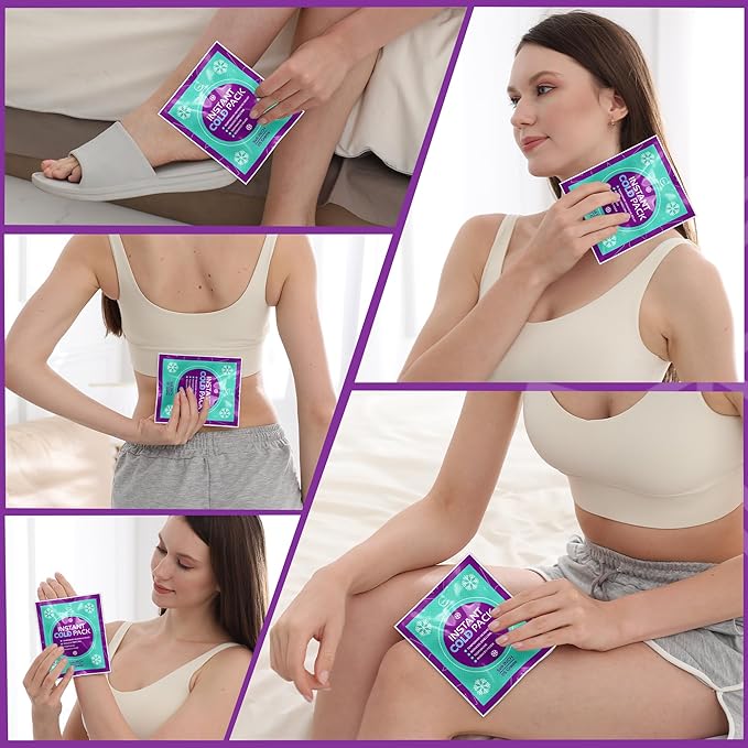 Instant Ice Cold Pack (6” x 5”) - 25 Packs Disposable Instant Ice Packs for Injuries | Cold Compress Ice Pack for Pain Relief, Swelling, First Aid, Toothache, & Outdoor Activities -Subscribe & Save