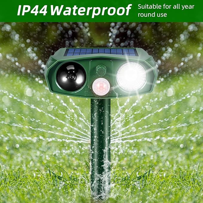 2Pack Ultrasonic Cat Repellent Outdoor Solar Animal Repellent with Motion Detection&Flash Light Animal Deterrent Devices Deer Repellent Devices to Scare Raccoon Rabbit Skunk Repellent for Yard