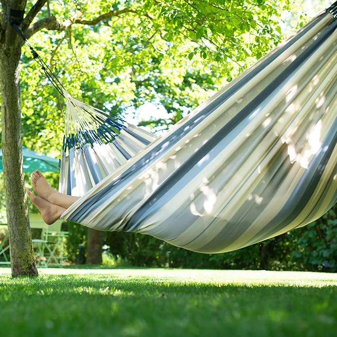 La Siesta® XL King Brisa Classic Hammock & TreeMount, Trees Beams Posts Suspension Kit- Indoor Outdoor Hammock Swing, Weather Tear Resistant, Sea Salt