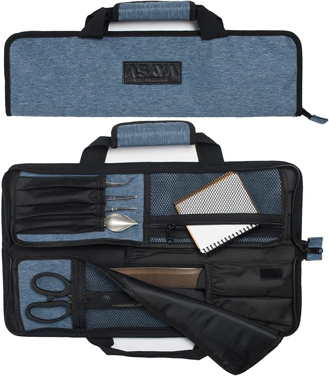 Asaya Chef Knife Roll Bag - 12 Pockets for Knives and Kitchen Utensils - Lightweight, Durable, and Stain Resistant Nylon - Perfect for the Traveling Chef - Knives not Included