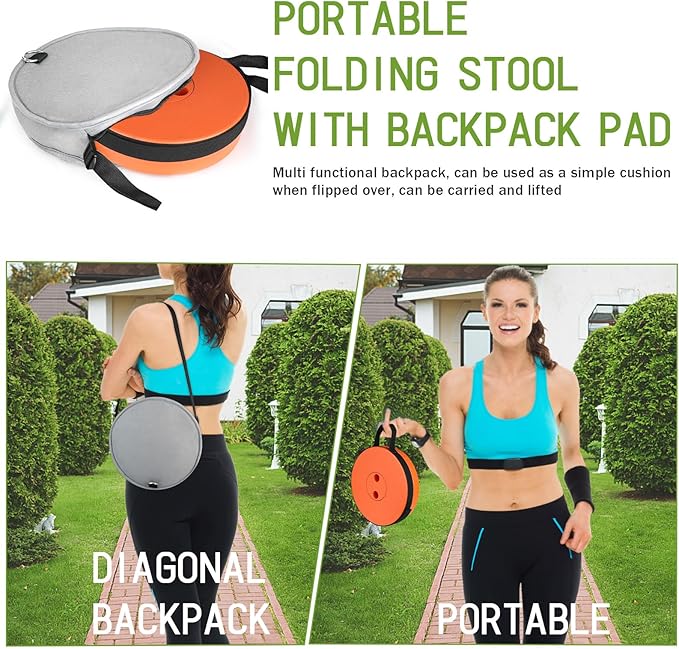 Deer's Life Portable Collapsible Stool with Cushion Pad, Retractable Folding Telescopic Camping Seat for Adults, Small Lightweight Sturdy Adjustable Stools for Travel,Kitchen,Garden,Fishing