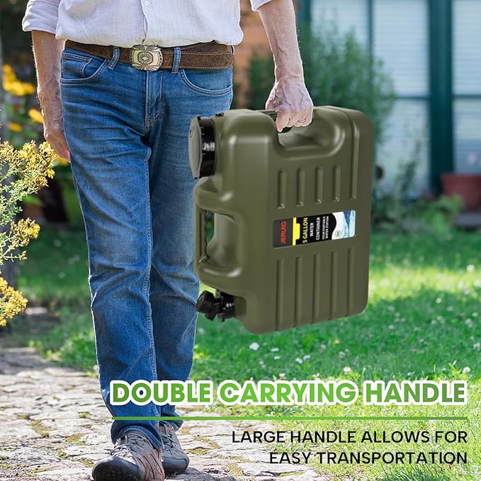 5 Gallon Water Jug, Portable Camping Water Containers with Spigot BPA Free Emergency Water Jug Water Tank Storage No Leakage