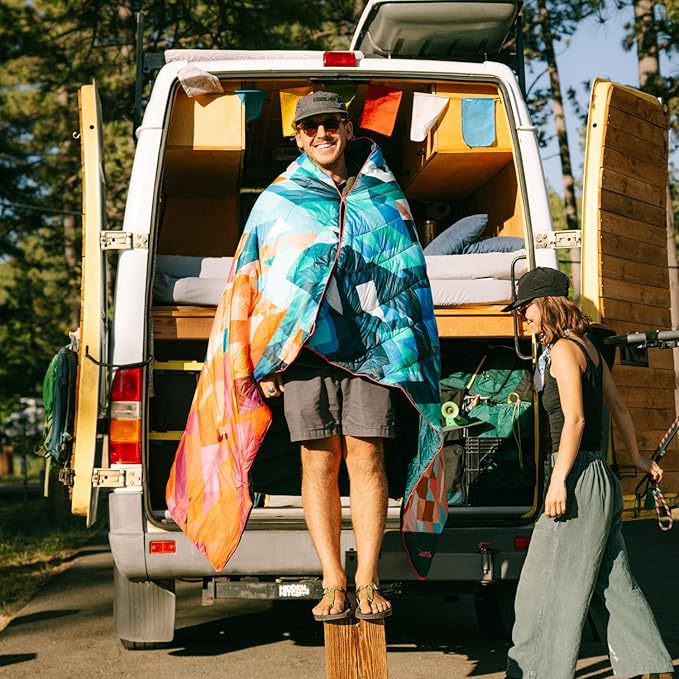 Rumpl Original Puffy Blanket - Warm, Water-Resistant Camping Blanket with 100% Recycled Synthetic Insulation, 52"x75", Original Puffy V2, Teton Dusk