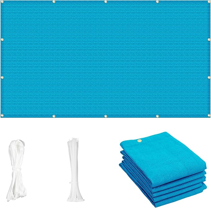 Cool Area Sun Shade Cloth with Grommets 4×22 FT Shade Panel Shade Tarp Screen Fabic for Outdoor Patio Pergola Cover Deck Garden, Turquoise Blue (Customized)
