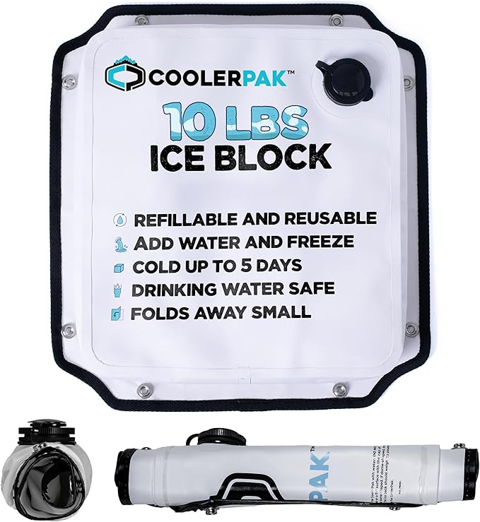 7lb, 10lb, 15lb Refillable Reusable Ice Pack – Stays Cold for Days – Non-Toxic, Leakproof, and Suitable for Potable Drinking Water – Built Tough, Rolls Up for Easy Storage