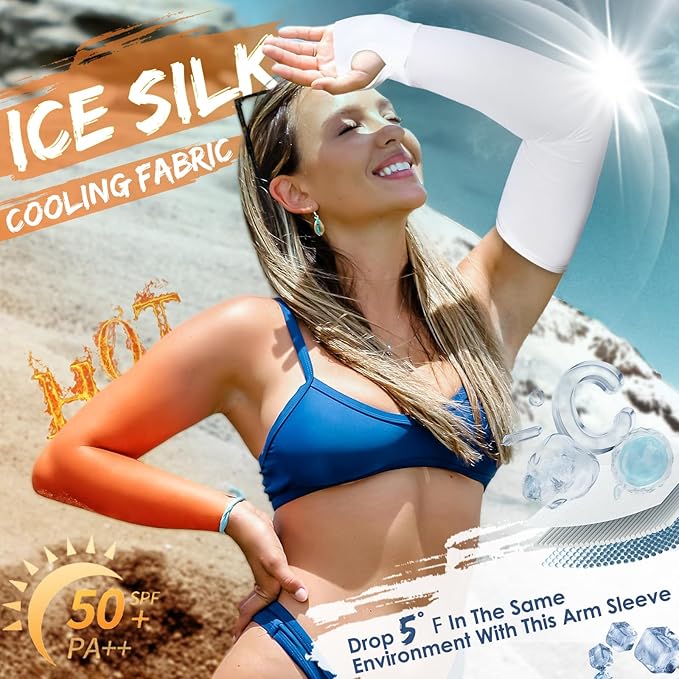 Achiou Arm Sun Sleeves Compression UV Protection Cooling for Men Women Summer Sunblock Basketball Football, Cover Arms Tattoo