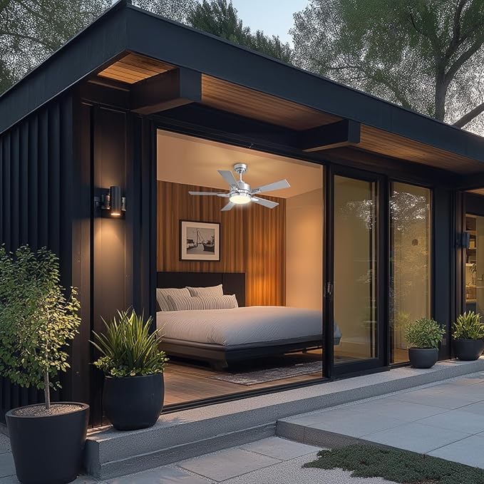 Ceiling Fan with Light, 42" Modern Low Profile Ceiling Fan with Light, DC Reversible Motor, Smart APP & Remote Control, Whisper Quiet, Dimmable LED for Bedroom/Living Room