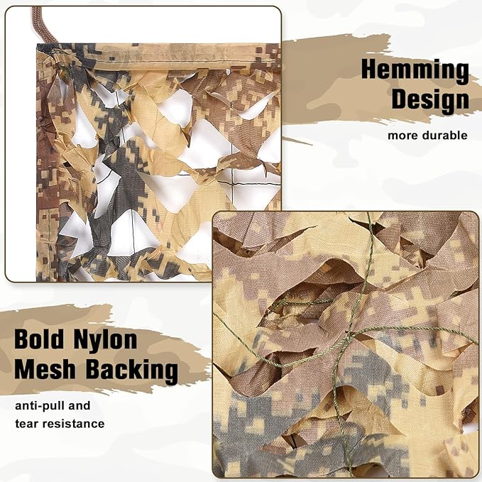 Camo Netting Camouflage Netting 20x20 10x20 10x10 Bulk Roll Burlap Camo Tarp Sunshade Net for Hunting Blind Dinosaur Birthday Jungle MilitaryTheme Party Decoration Camping Shooting