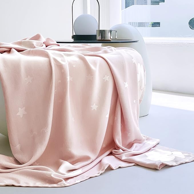 AmyHomie Cooling Blanket for Kids, Soft Comfy Summer Throw Blanket for Hot Sleepers, Girls & Boys (1-12 Years), Pink Cloud (50x60in)
