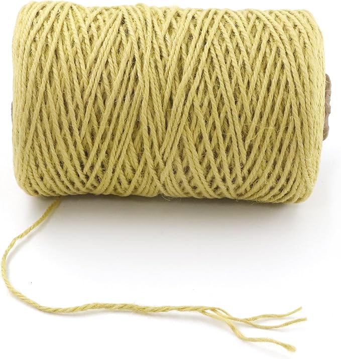 3mm x 1000 Feet Yellow Jute Rope, Twine for Gardening Tomato Climbing Plant Tie Floristry Crafts Gift Wrapping Packing Decor