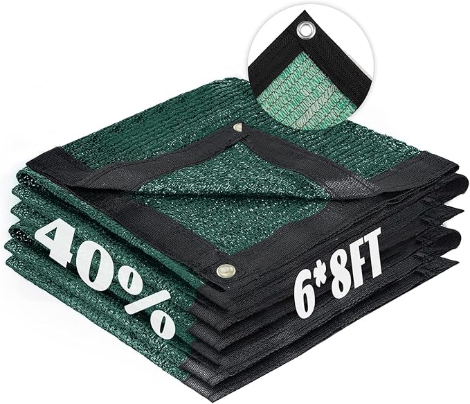 Cool Area 40% Sun Shade Cloth Mesh Tarp with Grommets for Plant Cover 6x8ft Patio Canopy Garden Pergola Blackhouse Car Barn Kennel Green