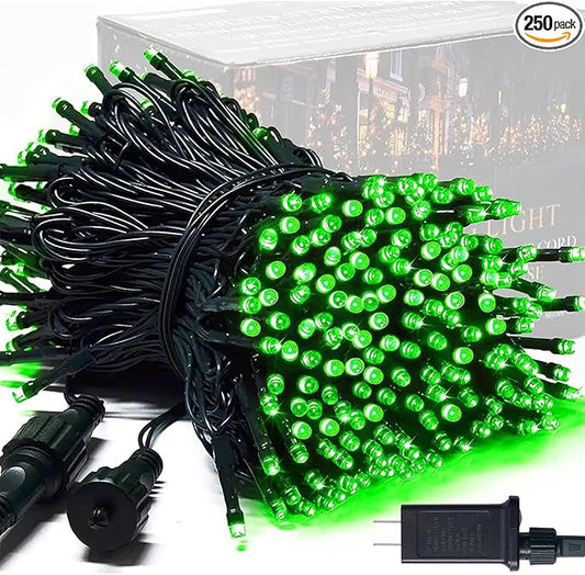 JMEXSUSS 250 LED Green String Lights - 91.5ft Halloween Lights Outdoor Waterproof, 8 Lighting Modes, Connectable Halloween Tree Light for Yard Patio Party Christmas Decorations