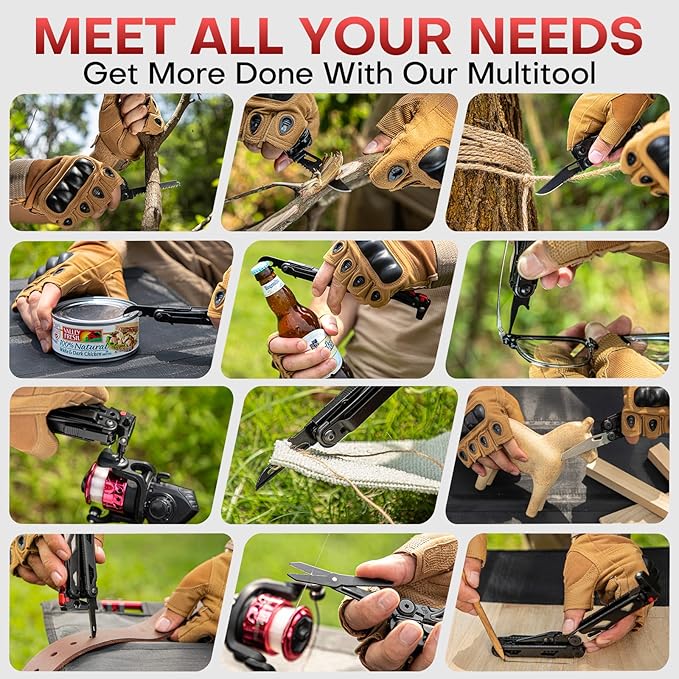 WETOLS Multitool with Pocket Knife, 27-in-1 Stainless Steel Needle Nose Pliers with Screwdrivers, Self-locking Multi tool EDC Gear with Sheath, Ideal for Survival, Outdoor, Camping