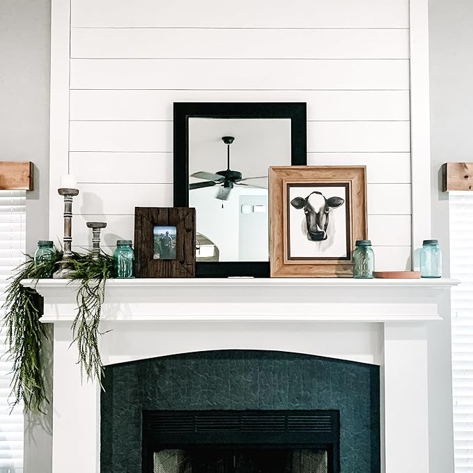 Frame My Mirror Black Framed Mirror, 20" x 48" Mirror for Bathroom, Wood Frame, True Reflections Glass, Black Finish, Porter Design, Hangs Horizontally or Vertically, Made in USA