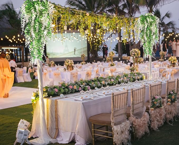 Hanging Monkey Grass Artificial Plants with Lights Outdoor Faux Hanging Plants Indoor Artificial Hanging Plants Wall Decor Fake Hanging Planta for Wall House Room Patio Bedroom Decoration(White)