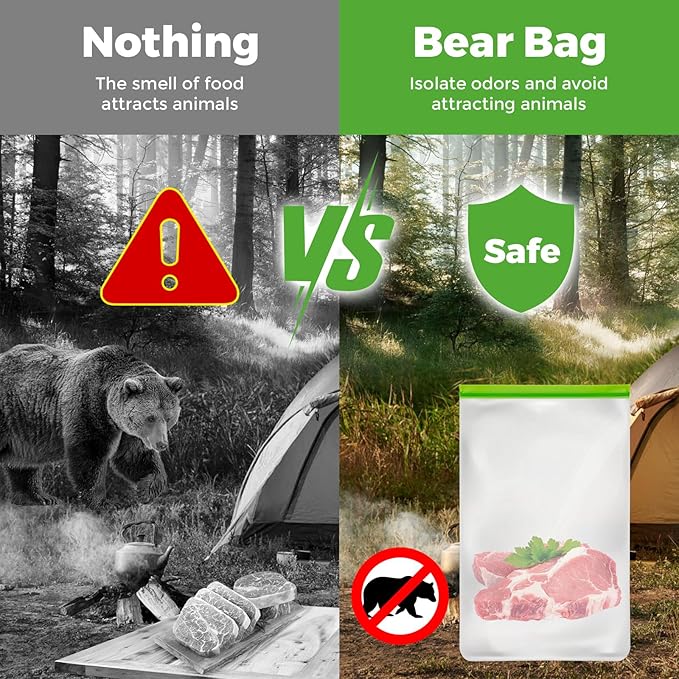 3 Pack Bear Bags for Food Backpacking, Odor Proof Bags-12ｘ20 Inch, Reusable Double Track Zip Closure Storage Bags Keep Fresh fit Camping, Water Sports, Hiking and Home Organization