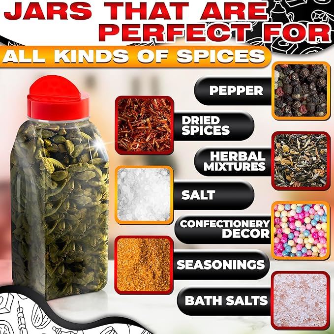 2 Pcs Large Seasoning Shaker – 32oz Large Seasoning Containers with Dual Shake Lids for Spices and Herbs, Transparent Design with Wide Mouth for Easy Filling, Durable Odor-Resistant Plastic Material