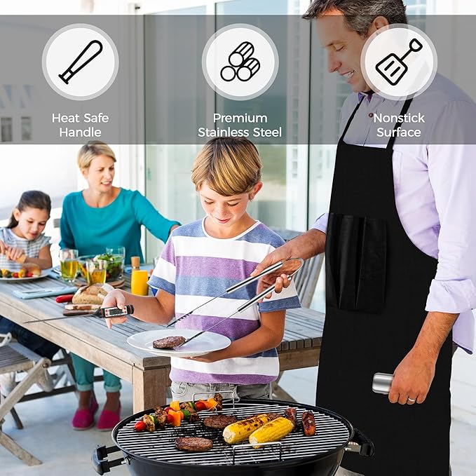 BBQ Accessories Grill Tools - Grilling Gifts for Men Dad, 32Pcs Heavy Duty Stainless Steel Barbecue Grill Accessories for Outdoor Grill with Aluminum Case and Apron, Dad Men Gifts for Christmas