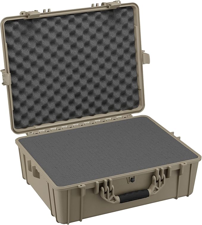 Condition 1 25" Large Waterproof Hard Case Model 839 with Foam, Portable Protective Storage Box for Travel, Hunting, Military, Tactical, Made in USA, 24.50"x 19.46"x8.41" Tan