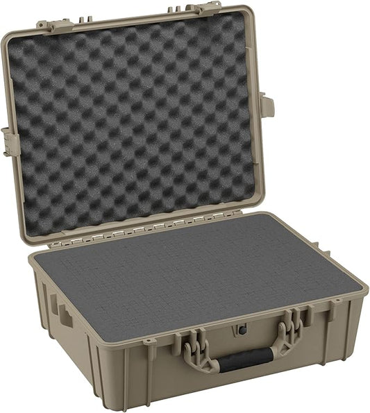 Condition 1 25" Large Waterproof Hard Case Model 839 with Foam, Portable Protective Storage Box for Travel, Hunting, Military, Tactical, Made in USA, 24.50"x 19.46"x8.41" Tan