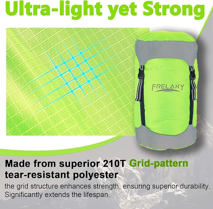 Frelaxy Compression Sack, 40% More Storage! 11L/18L/30L/45L/52L Compression Stuff Sack, Water-Resistant & Ultralight Sleeping Bag Stuff Sack - Space Saving Gear for Camping, Hiking