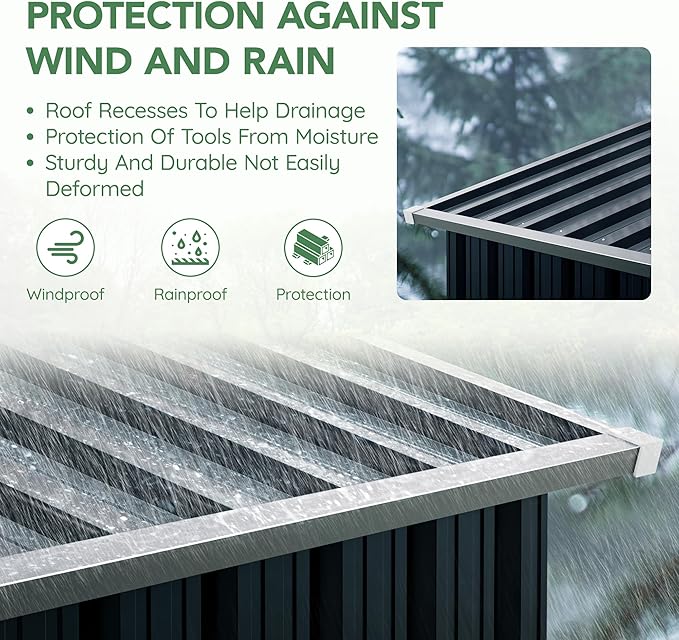 Breezz 6x4FT Outdoor Steel Storage Shed with Clear Window, Lockable Doors, Weather-Resistant Metal Tool Shed for Garden, Backyard, Patio, and Utility Storage