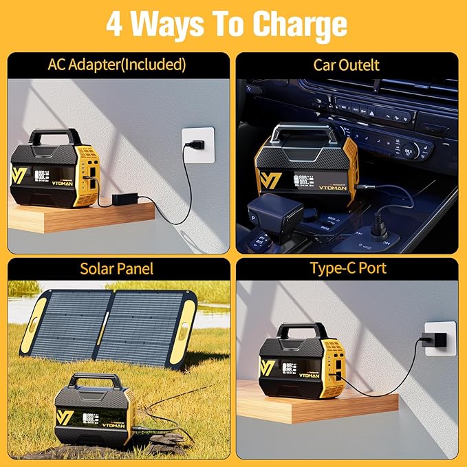 VTOMAN FlashSpeed 300 Portable Power Station with 200W Solar Panel, 300W/230Wh LiFePO4 Battery Solar Generator, PD 100W Type-C, 3000 Cycles, 6 Outlets for Camping, Home Backup, Off-grid