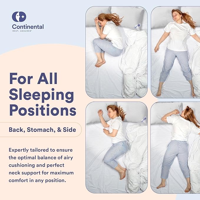 Continental Bedding Luxury Down Pillows King Size Set of 2 - Cool Breathable Bed Pillows for Sleeping, Back, Side, Stomach Sleepers – 700 FP, Firm