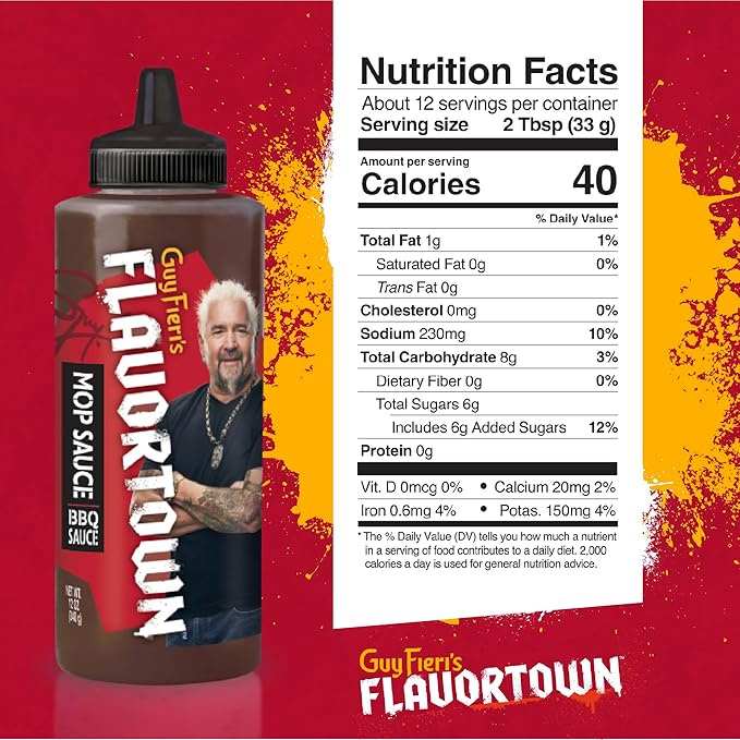 Guy Fieri's Flavortown Mop BBQ Sauce - Moppin Barbecue Sauce, Beef Brisket Marinade, Sweet and Tangy, Great for Basting - 14 Ounce (Pack of 2)