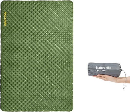 Naturehike 3.5LB Ultralight Insulated Double Sleeping Pad with R4.6, 3.2in Thickened NKTR™ AIR Inflatable Sleeping Mat for Camping, Hiking, Climbing with Inflatable Bag, 2 Person Green