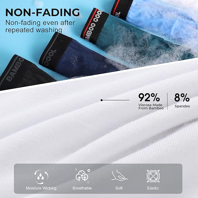 BAMBOO COOL Mens Breathable Soft Underwear Open-fly Classic Briefs, Tag-free