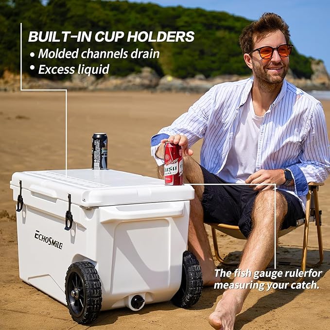EchoSmile 25/30/35/40/60/75 Quart Rotomolded Cooler, Built to Stand up to The Rigors of The Journey