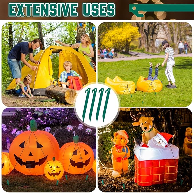 Deekin Plastic Tent Stakes 9 Inch Heavy Duty Tent Pegs Spike Hook Stakes for Summer Beach Garden Decorations Camping Outdoor Lawn Tarp