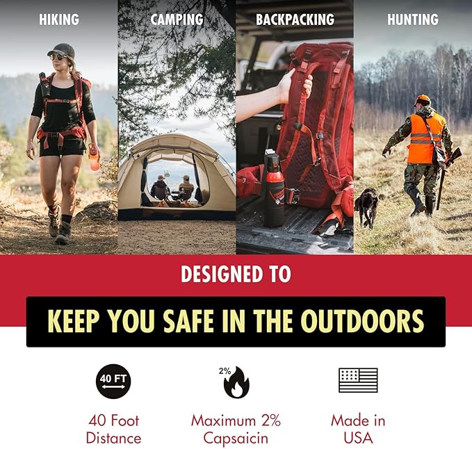 Counter Assault Bear Spray - Bears, Mountain Lions, Coyotes - Long-Range 40ft Distance - Pepper Spray Safety Gear for Hiking & Camping Protection - 2% Capsaicin - 10.2 oz
