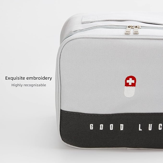 First Aid Bags Empty, Travel Medicine Bag, Medical Supplies Organizer Bag, Portable Kit for Traveling, Car, Home, Camping, Office, Hiking, Outdoor (Oxford Grey)