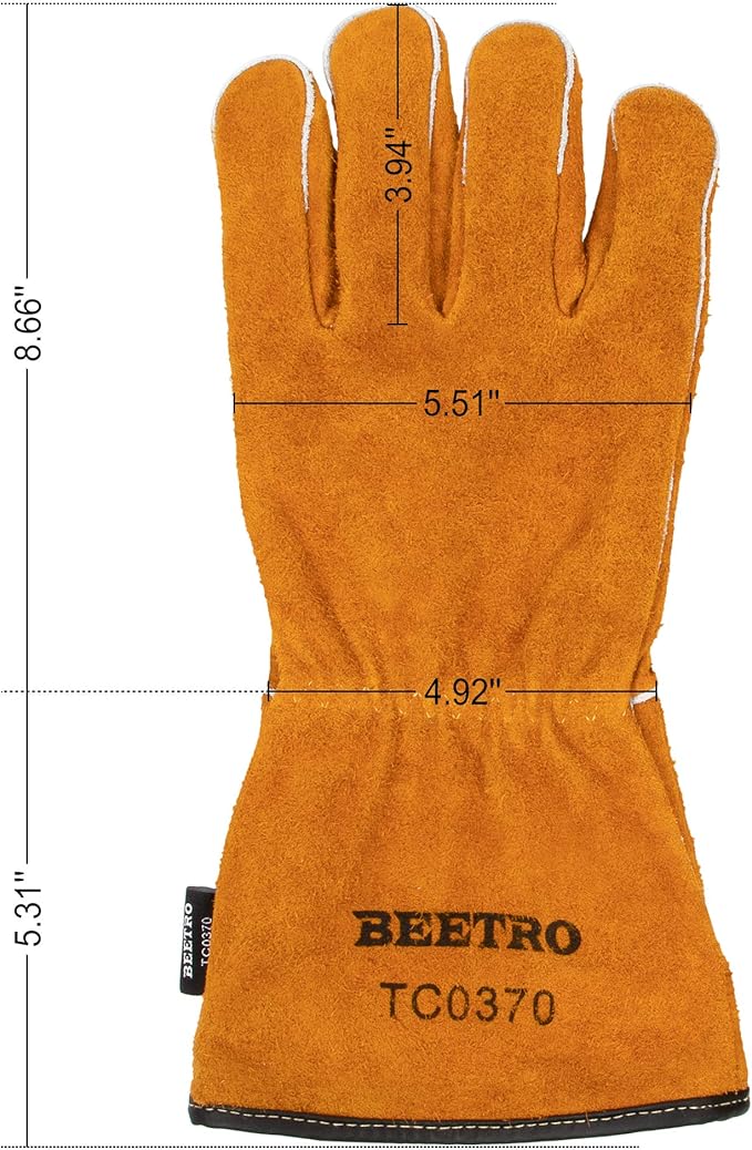 BEETRO Welding Gloves 12 Pairs Cow Leather Forge/Mig/Stick/Tig Welder Heat/Fire Resistant, Mitts for Oven/Grill/Fireplace/Furnace/Stove/Pot Holder/Wood Burner/Animal handling Glove with Soft Lining