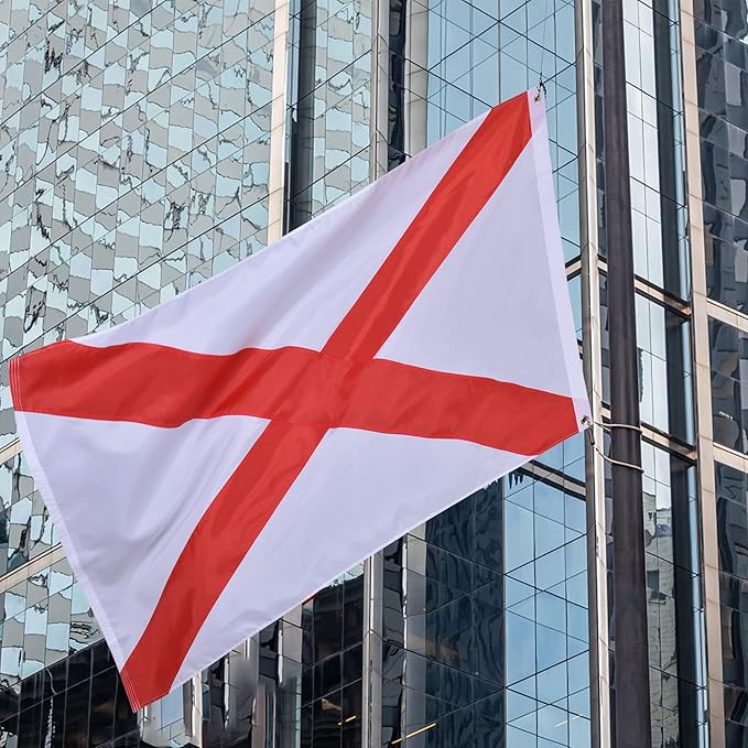 Alabama State Flag 3x5 Ft, Deluxe Embroidered Heavy Duty Polyester Durable AL Outside Flags, Indoor/Outdoor with Sewn Stripes and Brass Grommets