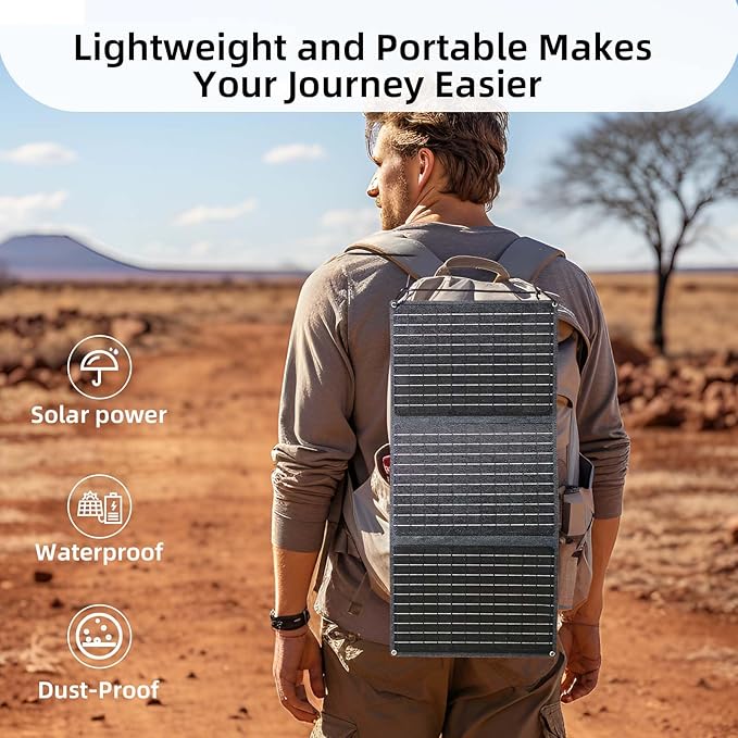 30W Portable Solar Panel for Camping, Foldable 23% High-Efficiency Charger with USB-C/USB-A/DC Outputs Waterproof Design for RV, Backpacking & Off-Gri
