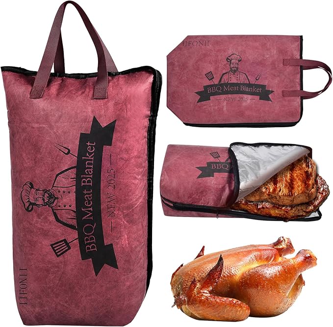 IIFONII BBQ Blanket for Resting Meat, Meat Resting Bag for Smoking, Reusable BBQ Resting Blanket, Insulated Meat Resting Blanket with Wide Capacity for Large Brisket/Beef, Smokers, Outdoor Activities