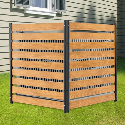 LILYPELLE 36in W x 44in H Air Conditioner Fence, 2 Panels Outdoor Privacy Fence Screen with Metal Stakes, Outside Decorative Fences Trash Can Pool Equipment Enclosure Panels