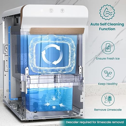 Gevi V2.0 Nugget Ice Maker Countertop 30lbs/24H, Pellet Ice Makers with Self-Cleaning & Energy-Efficient, Chewable Pebble Ice Machine for Home, White