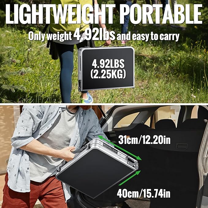 GARLLEN Folding Table, Adjustable Height Camping Table, Lightweight Portable Aluminum Picnic Table (22.8" L x 15.7" W (3 Height)) for Outdoor BBQ Dining Cooking