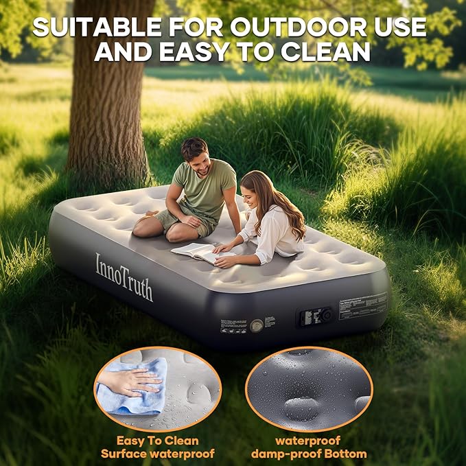 InnoTruth Twin Air Mattress with Built in Pump Raised, Family Choice Award Winner-13in High Bed for Home & Guests