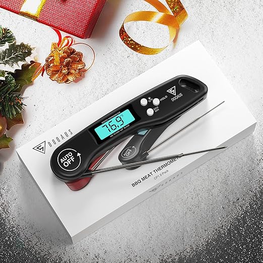 DOQAUS Digital Meat Thermometer, 2 Pack Instant Read Food Thermometer for Cooking, Kitchen Probe with Backlit & Reversible Display, Wide Temperature Range for Turkey, Bread, Baking, Sourdough