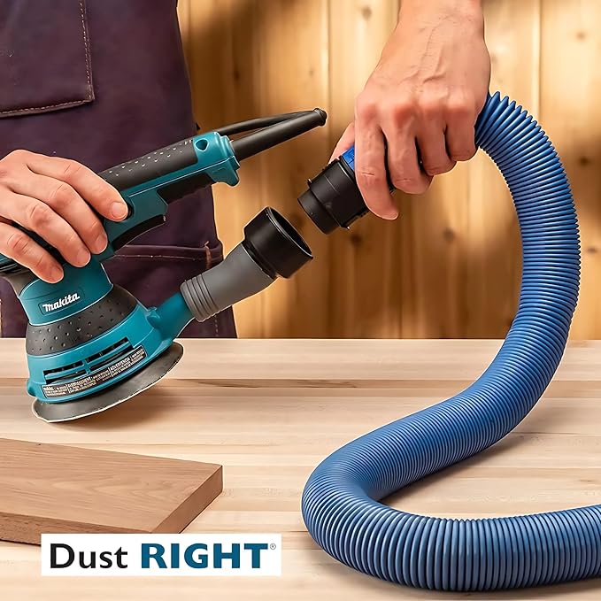 Dust Right Flexiport Power Tool Hose Kit - 3 To 12' Expandable Hose & 4 FlexiPorts - Lightweight Dust Collectors for Woodworking Power Tools - Collector Hose for Shop Vacuums, Table Saw & More