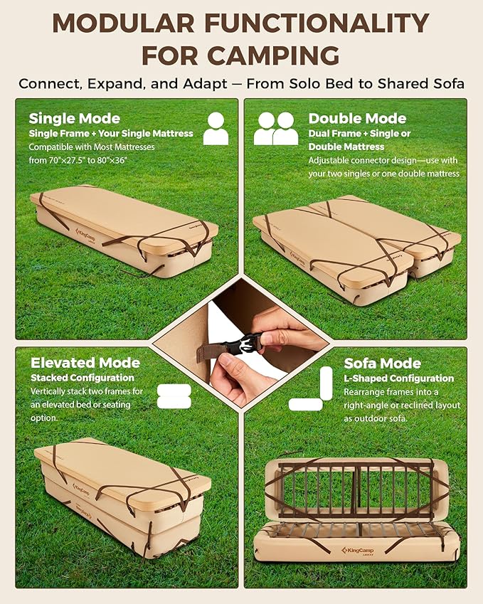 KingCamp Air Mattress Frame, Portable Inflatable Camping Cot Base Heavy Duty Bed Frame for Outdoor Travel & Home Tent (Bed Frame Only, Air Pump and Mattress Not Included)