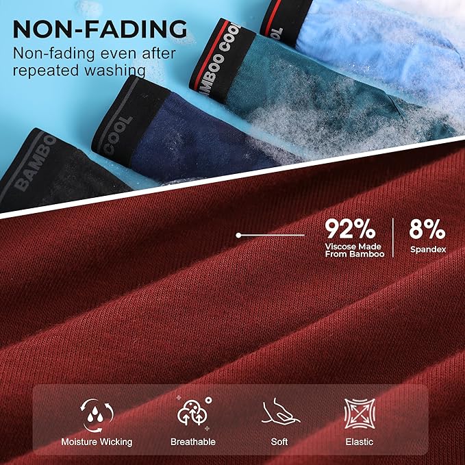 BAMBOO COOL Mens Breathable Soft Underwear Open-fly Classic Briefs, Tag-free