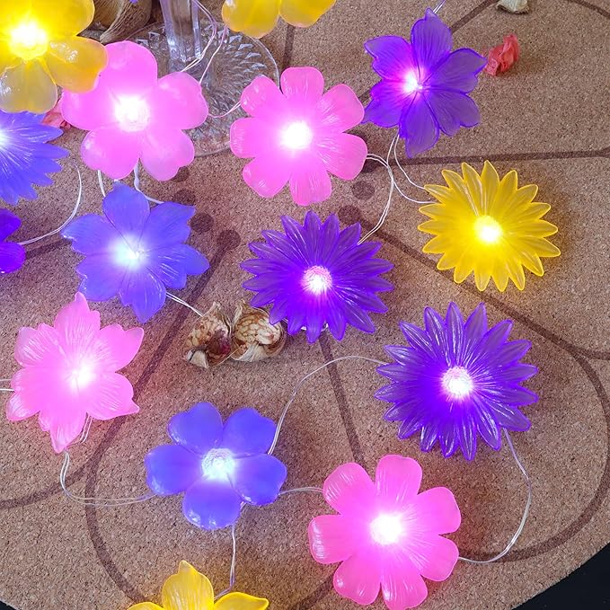 Flower Lights Cute Fairy String Lights Floral Room Decor Night Lights USB Plug in or Battery Power String Lights Indoor Remote Control 8.5ft 20LED