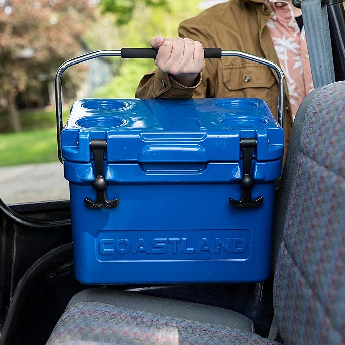 Coastland Bay Series Cooler Premium Everyday Use Insulated Rotomolded Cooler, Small Ice Chest for Tight Spaces, Soccer Games, & Tailgates