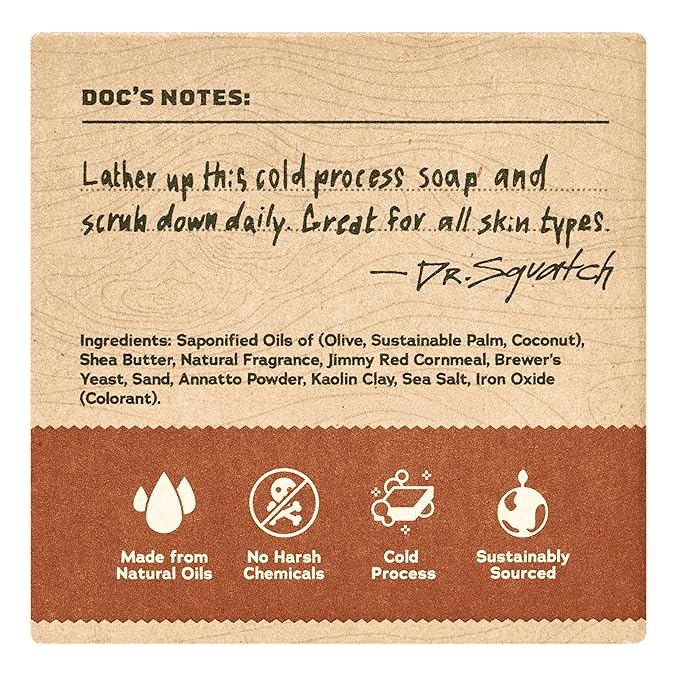 Dr. Squatch Natural Bar Soap for Men - Cold Process Soap with No Harsh Chemicals - Wood Barrel Bourbon (5 oz, 3-Pack)